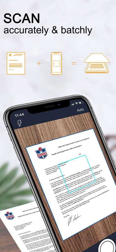 Genaue Dokumentenscans mit automatischer Kantenerkennung auf einer mobilen App-Oberfläche
