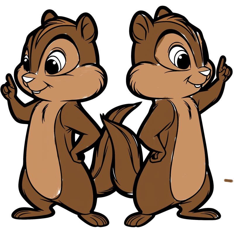 two tamias standing up split realistic