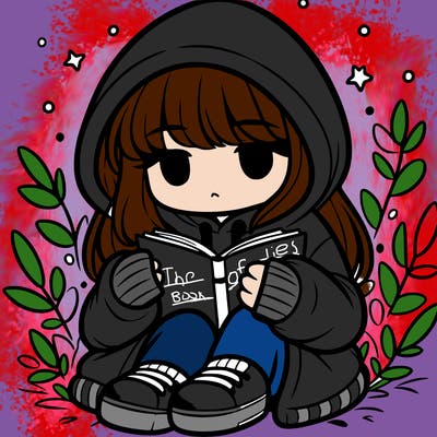 girl in oversized hoodie reading a book