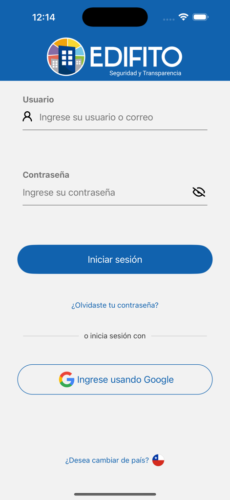 Edifito-App - ユーザー名とパスワードの入力欄、およびGoogleログインオプションを備えたEdifitoアプリのログイン画面
