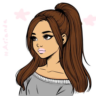 realistic girl with a high ponytail