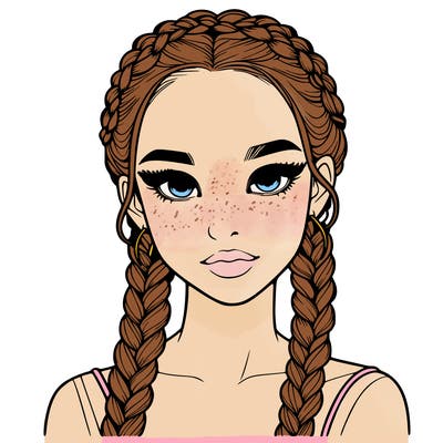 realistic girl with braids
