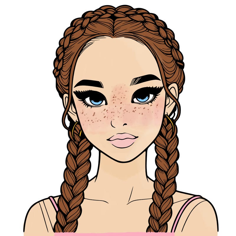 realistic girl with braids
