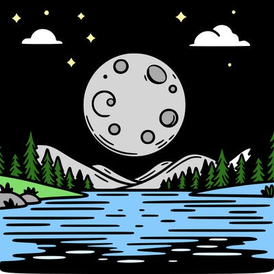 moonlight shining on a lake