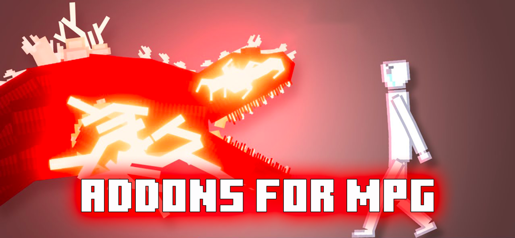 A giant red glowing monster facing a stick figure character in a Melon Playground addon