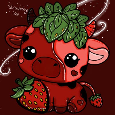 cute strawberry cow