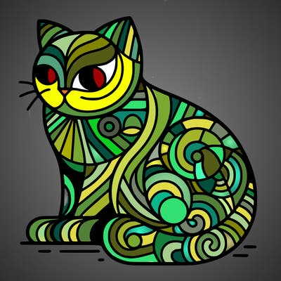 abstract art designed cat