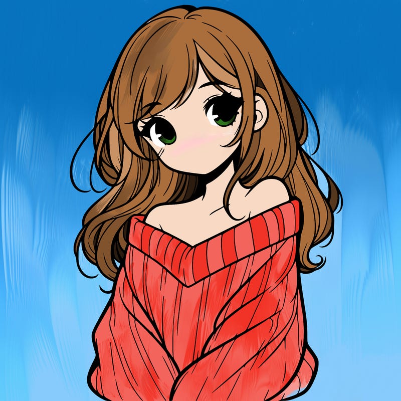 shy pretty girl wearing a sweater that is falling off one shoulder portrait