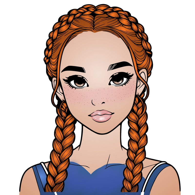 realistic girl with braids