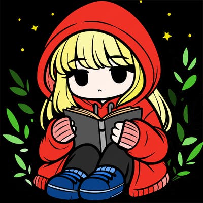 girl in oversized hoodie reading a book
