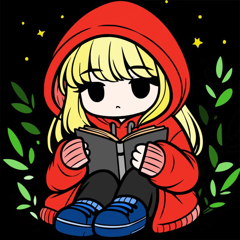 girl in oversized hoodie reading a book