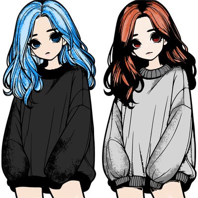 realistic girl with baggy sweater