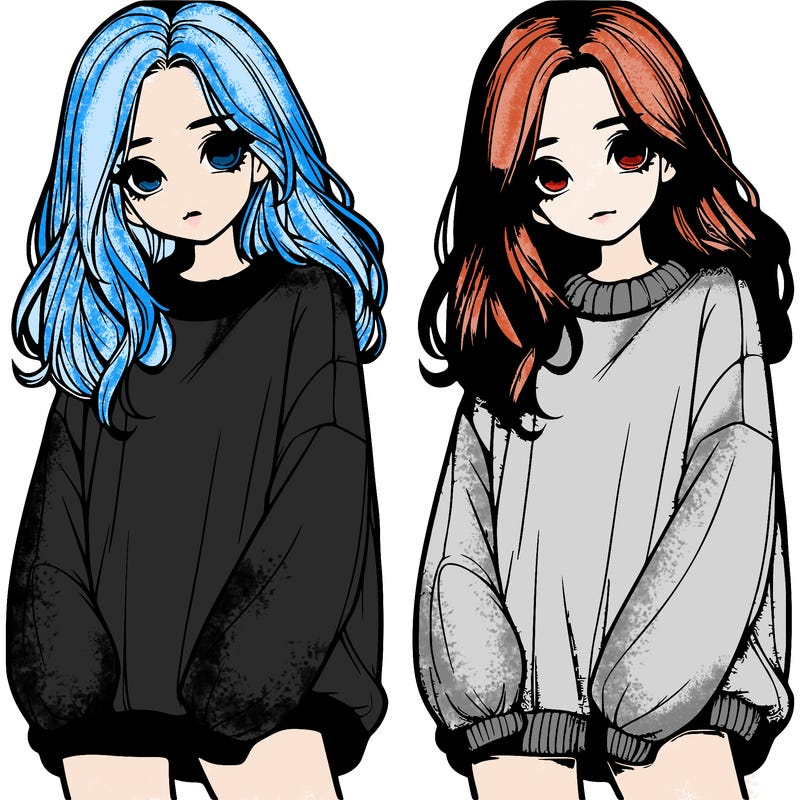 realistic girl with baggy sweater