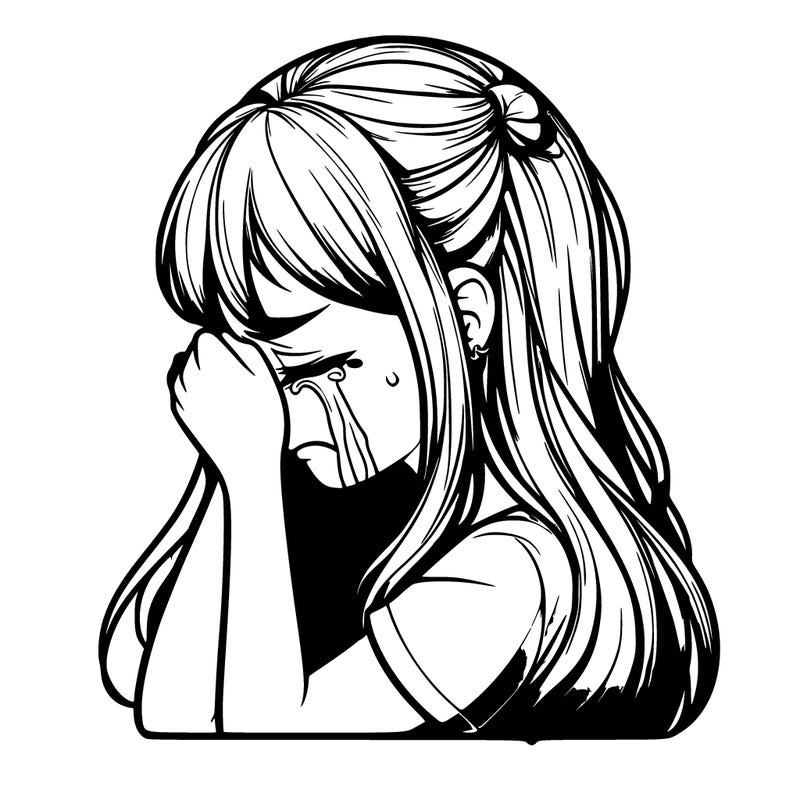 realistic girl crying in depression