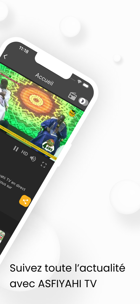 Asfiyahi TV | FM | Actu - A smartphone screen displaying a live video broadcast from Asfiyahi TV