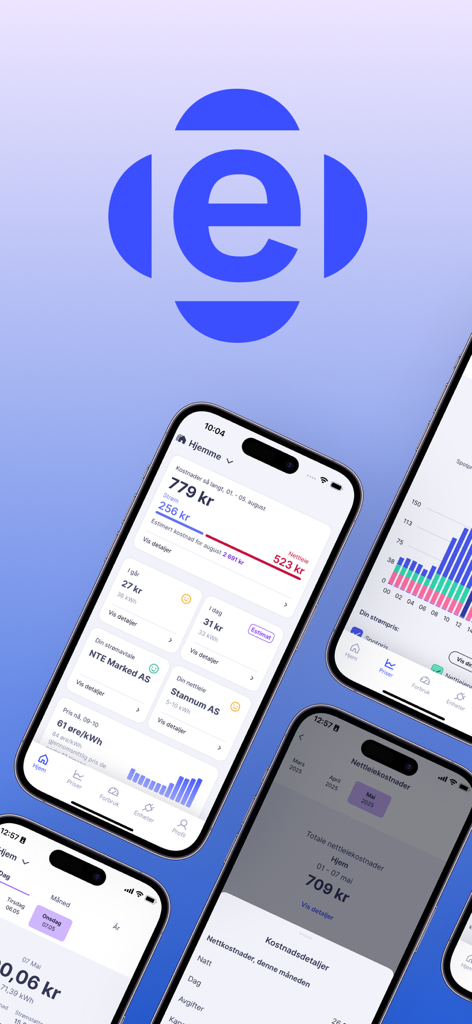 Interfaz de la aplicación Elekt, el vigilante energético, que muestra pronósticos de costos de electricidad y datos de consumo en dispositivos móviles