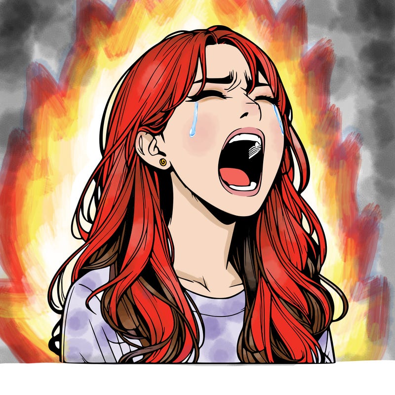 screaming realistic, girl