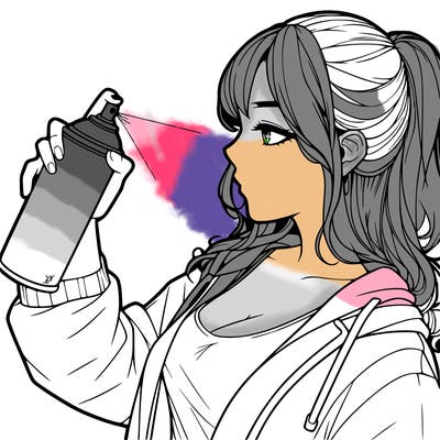a realistic girl spray, painting