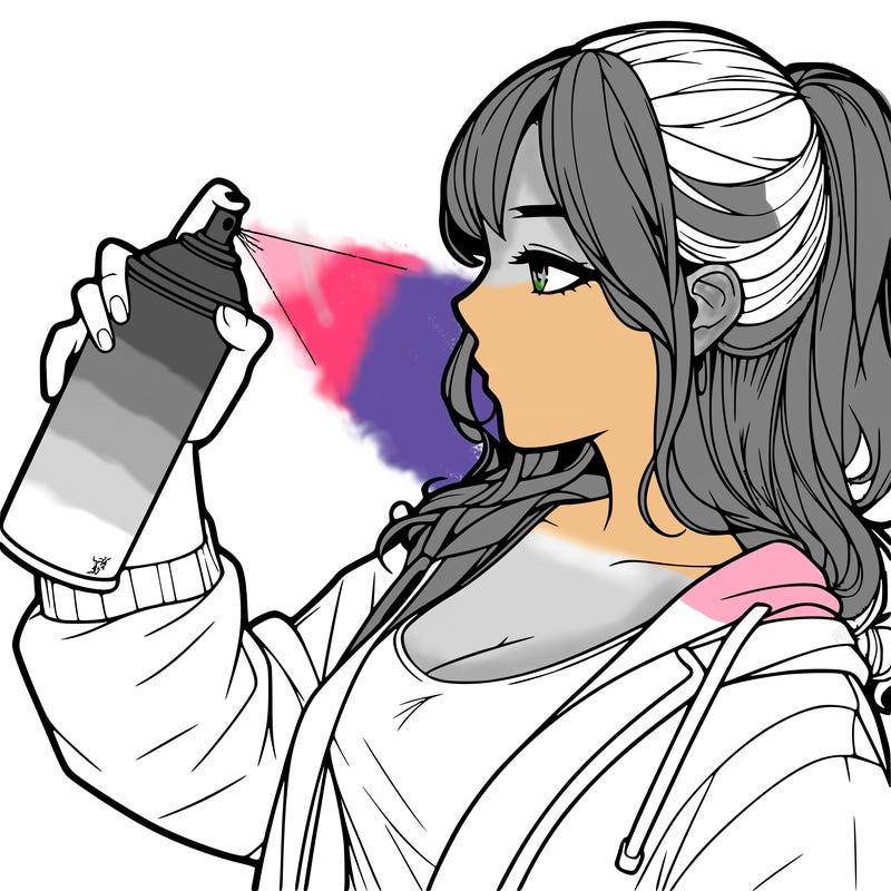 a realistic girl spray, painting