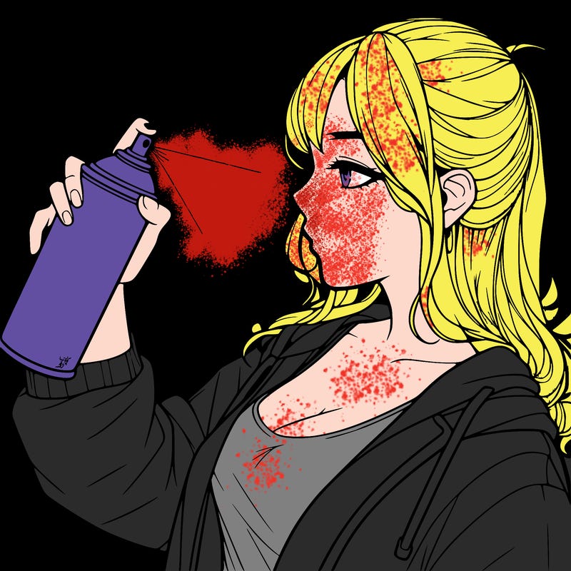 a realistic girl spray, painting