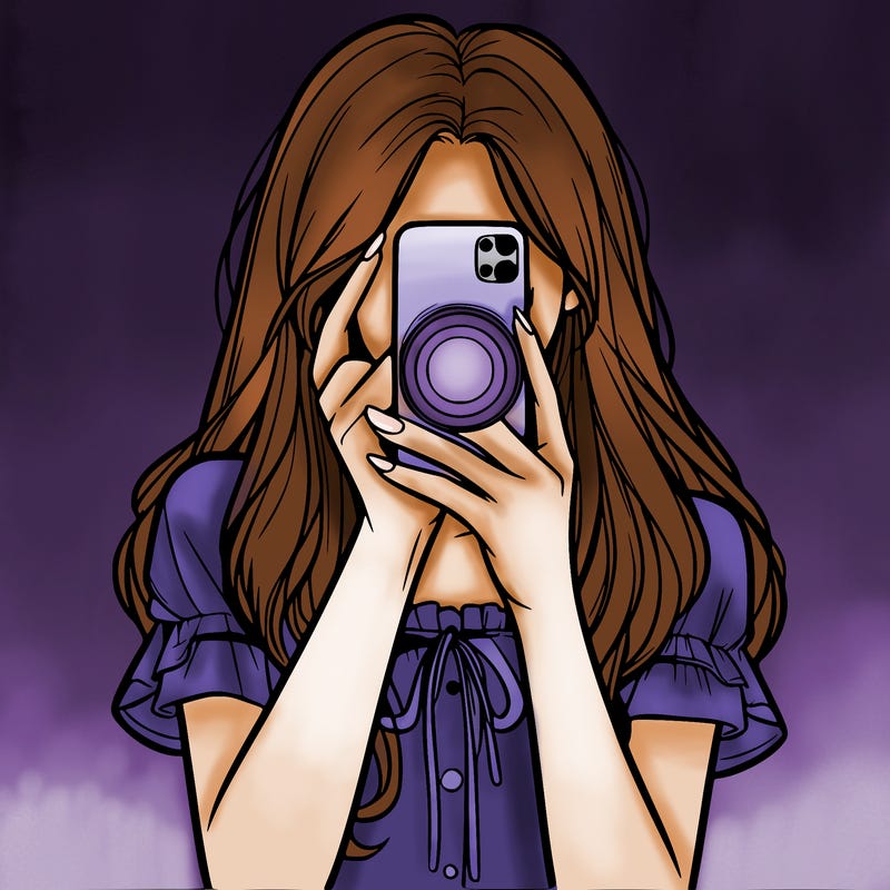 a realistic girl holding her phone taking pictures