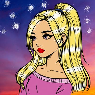 realistic girl with a high ponytail