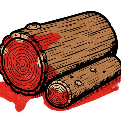 a wooden log seen from the side