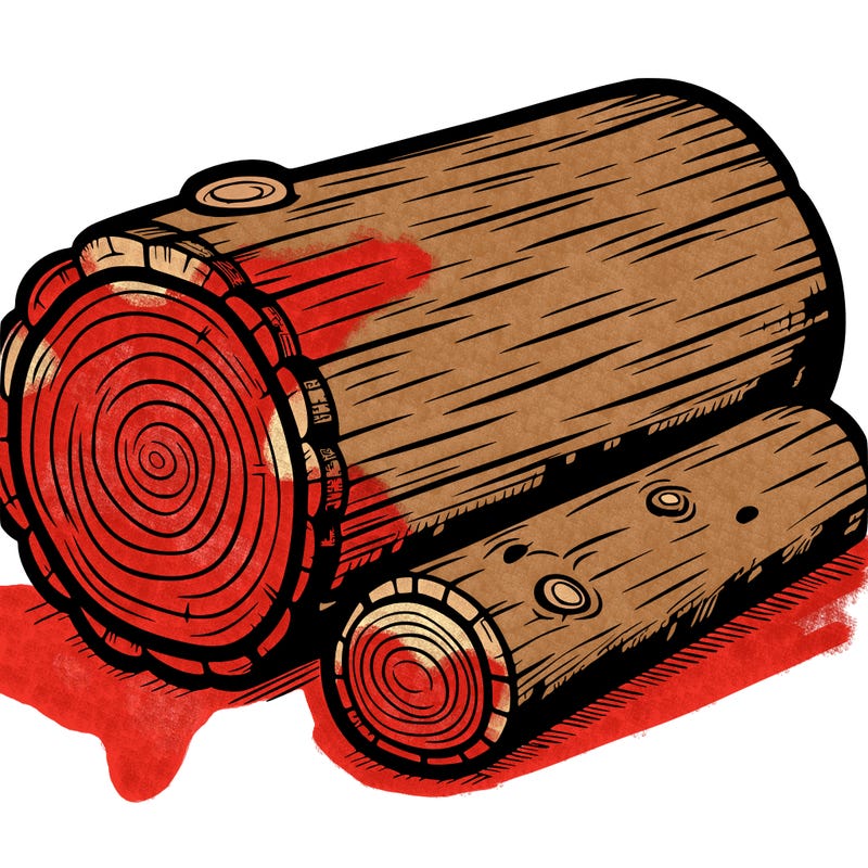 a wooden log seen from the side