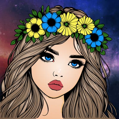 realistic girl with flowers crown