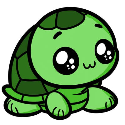 cute little animated turtle