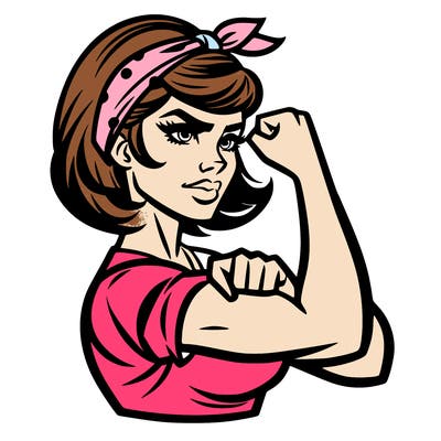 strong woman with a 60s american ad style