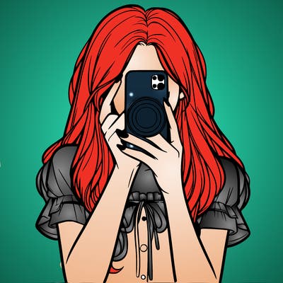 a realistic girl holding her phone taking pictures