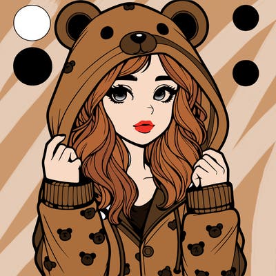 realistic girl in a animal pjs hoodie