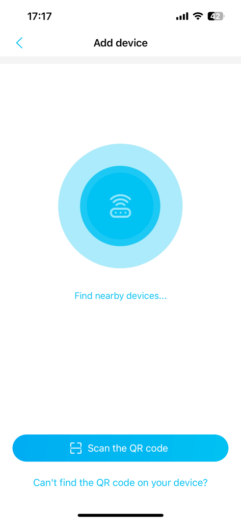 Écran de l'application UBoxPro pour ajouter un nouvel appareil de surveillance de voiture via QR code ou recherche à proximité.
