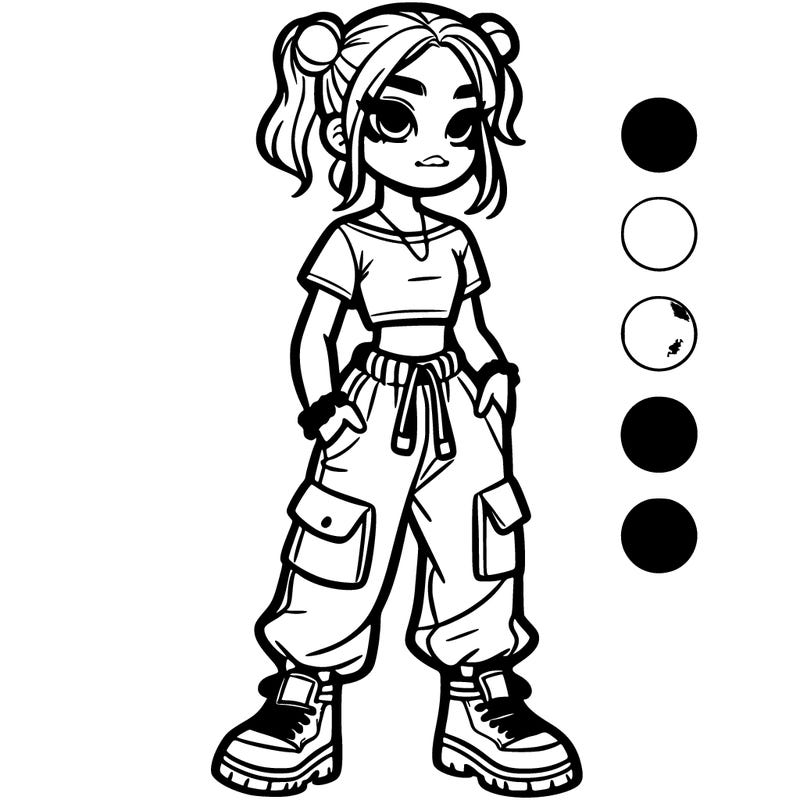 girl with baggy cargos and a crop top