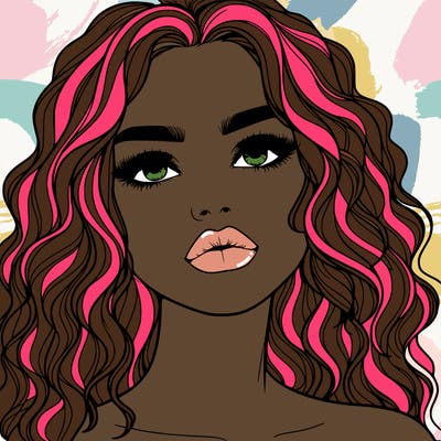 a realistic girl with wavy hair and lips