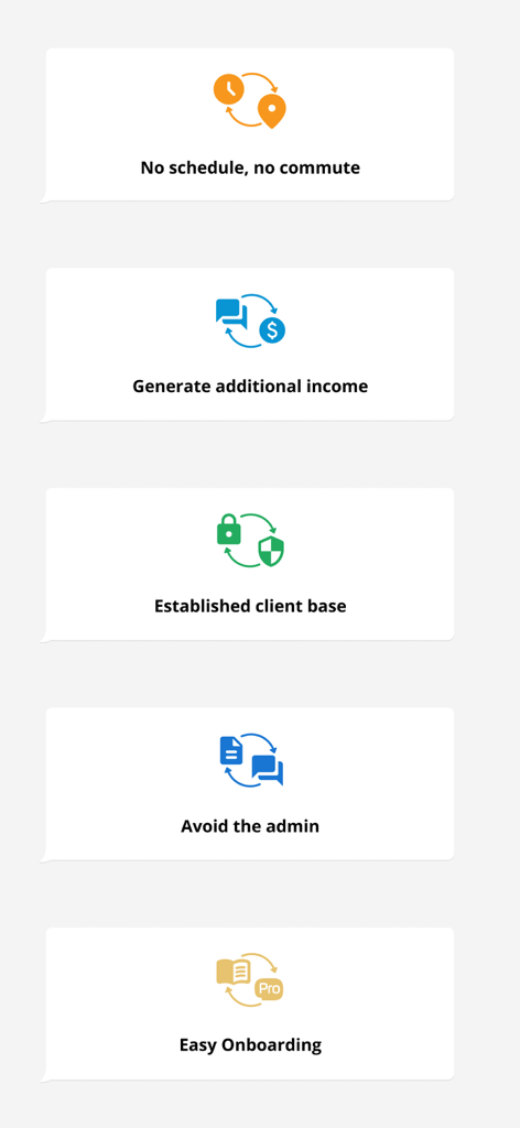 Abi ProApp - Elenco dei vantaggi per i professionisti sanitari che utilizzano Abi ProApp, tra cui programmazione flessibile e reddito aggiuntivo