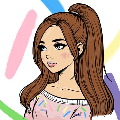 realistic girl with a high ponytail