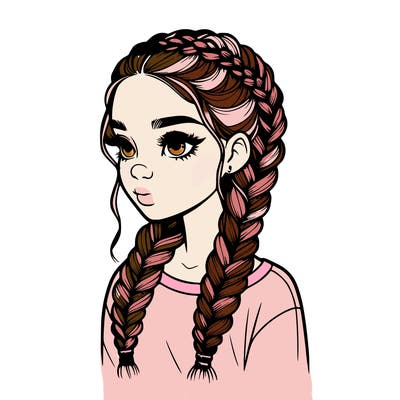 realistic girl with braids