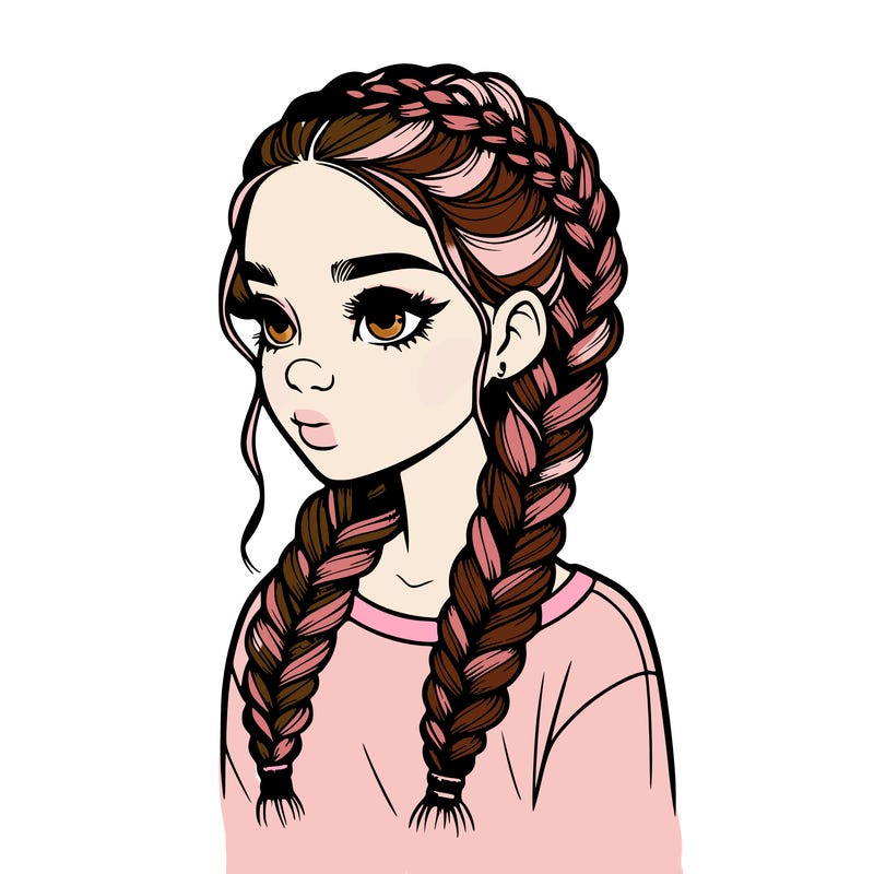 realistic girl with braids