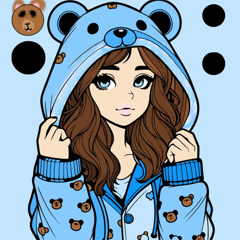 realistic girl in a animal pjs hoodie