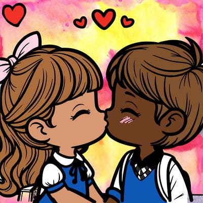 boy and girl kissing