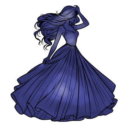 realistic woman with dress flowing in the wind