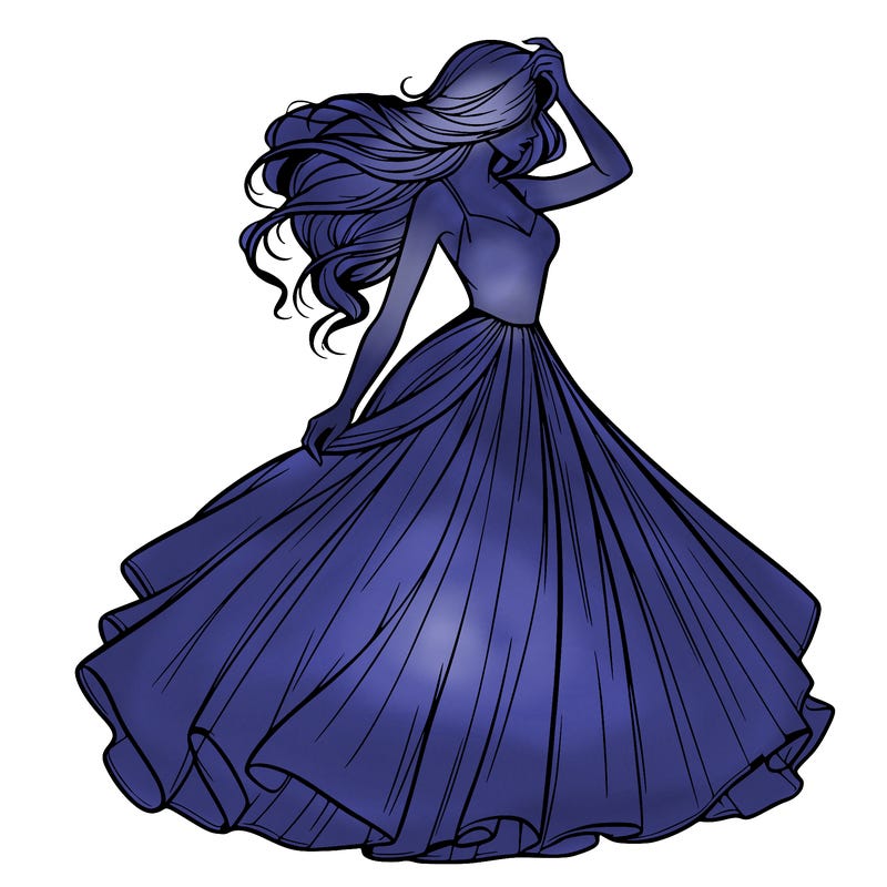 realistic woman with dress flowing in the wind