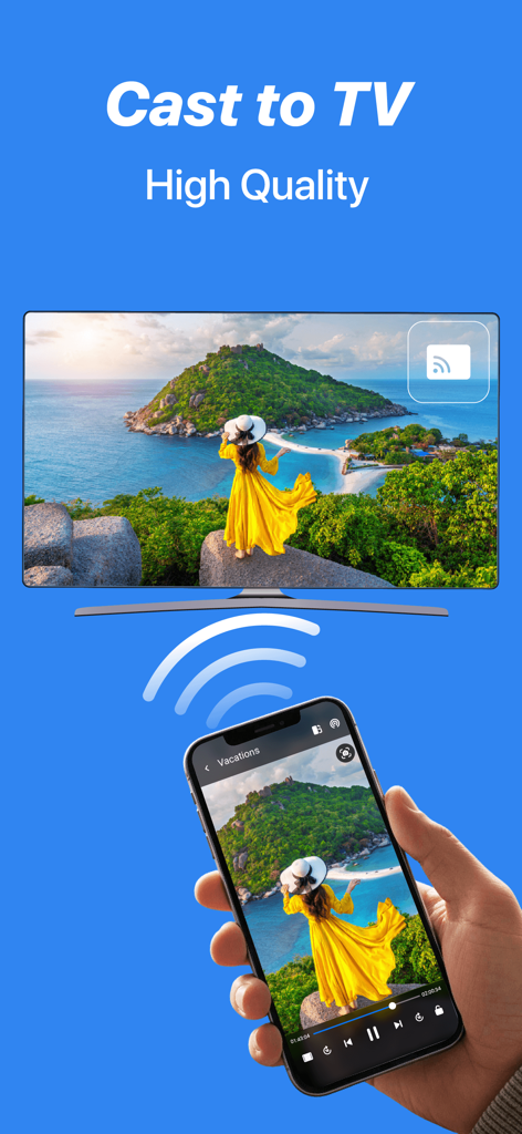 High quality video casting from a smartphone to a television screen using VidInsight player
