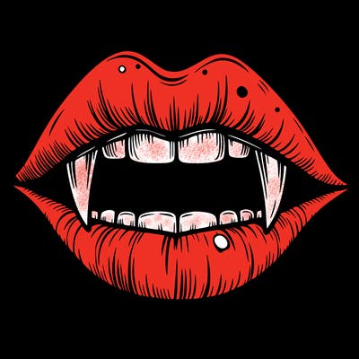 lips with vampire teeth