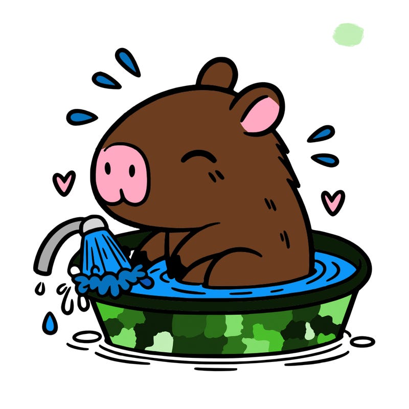 capybara taking a bath