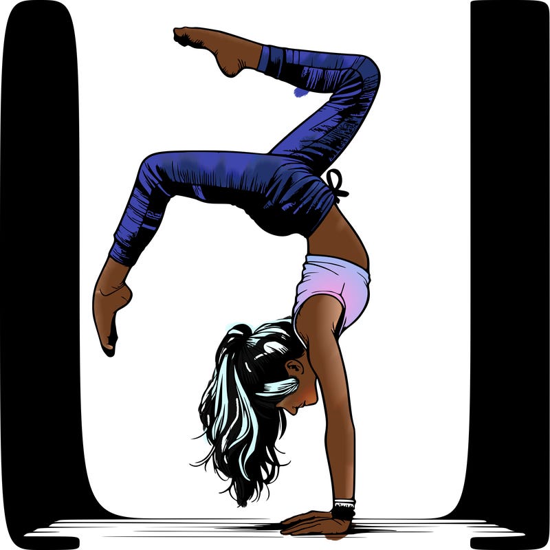 realistic girl doing handstand