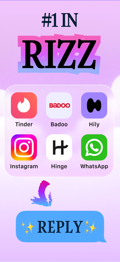 Rizz - #1 AI Dating Assistant - Assistente AI per appuntamenti Rizz compatibile con Tinder Hinge Badoo e Instagram
