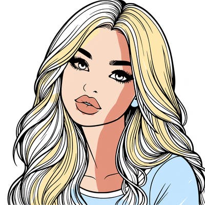 realistic girl with hair on her hair and lips